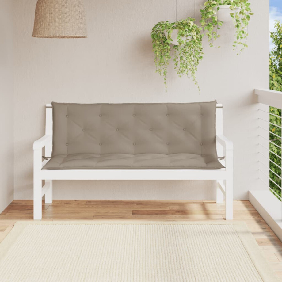 vidaXL Tuinbankkussens 2 st 150x50x7 cm oxford stof taupe afbeelding 1
