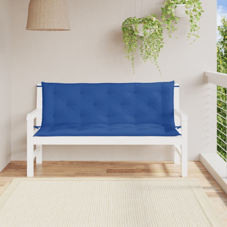 vidaXL Tuinbankkussens 2 st 150x50x7 cm oxford stof blauw afbeelding 1