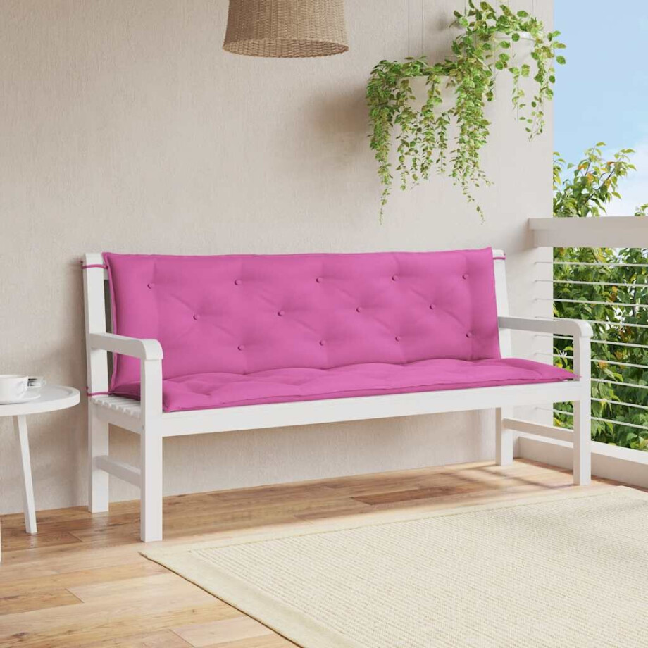 vidaXL Tuinbankkussens 2 st 150x50x7 cm stof roze afbeelding 1