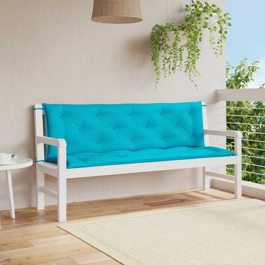 vidaXL Tuinbankkussens 2 st 150x50x7 cm stof turquoise afbeelding 1