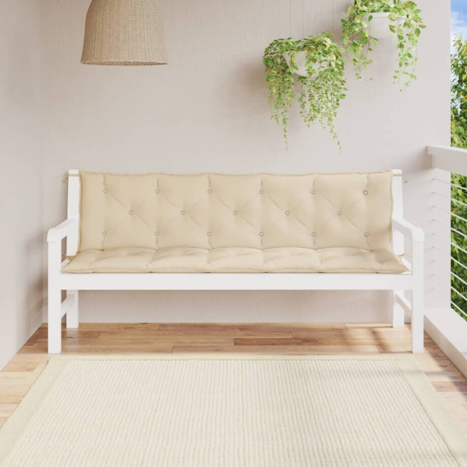 vidaXL Tuinbankkussens 2 st 180x50x7 cm oxford stof beige afbeelding 1