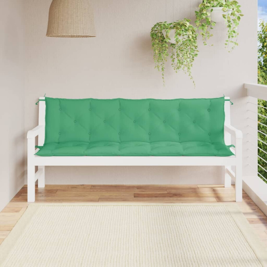 vidaXL Tuinbankkussens 2 st 180x50x7 cm oxford stof groen afbeelding 1