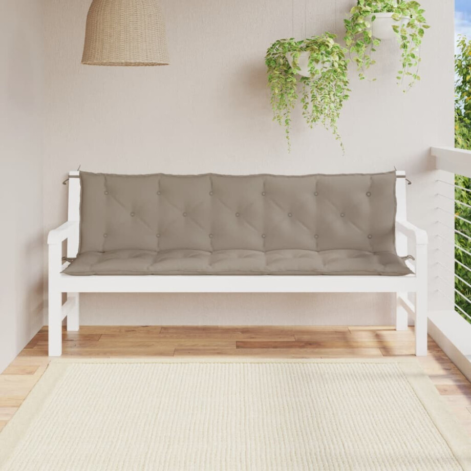 vidaXL Tuinbankkussens 2 st 180x50x7 cm oxford stof taupe afbeelding 1
