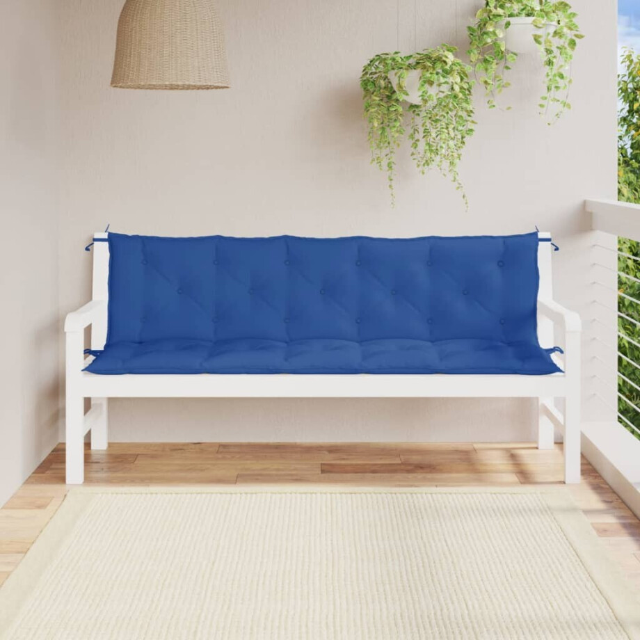 vidaXL Tuinbankkussens 2 st 180x50x7 cm oxford stof blauw afbeelding 1