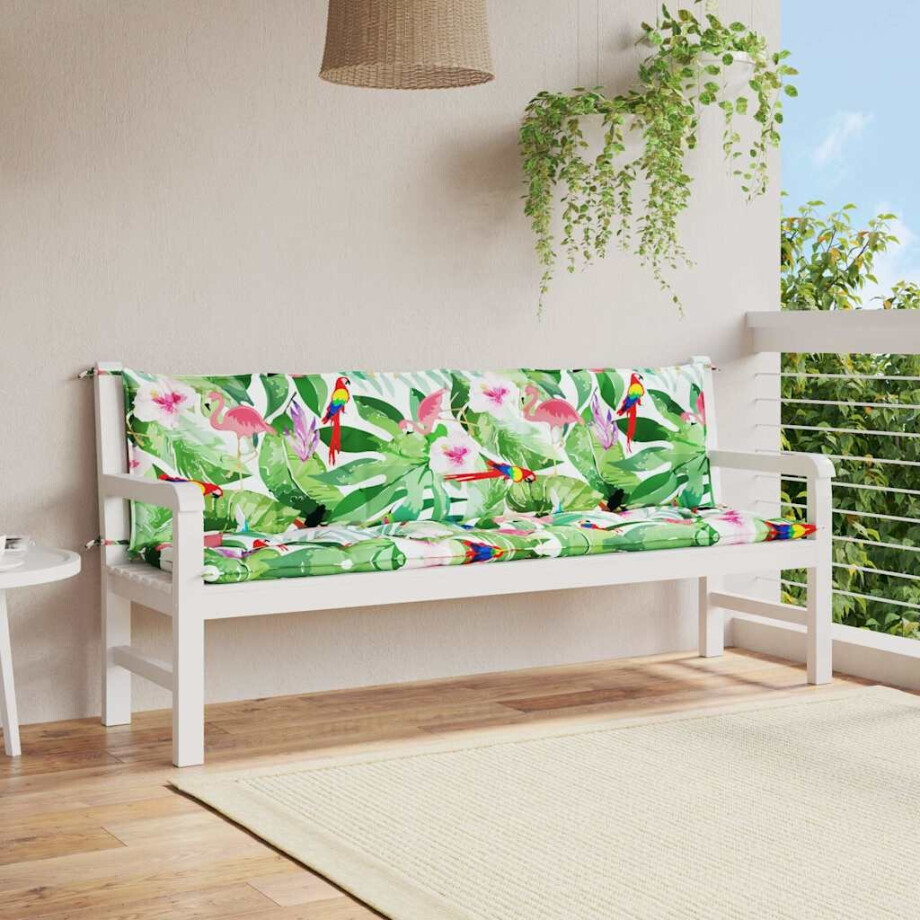 vidaXL Tuinbankkussens 2 st 200x50x7 cm stof meerkleurig afbeelding 1