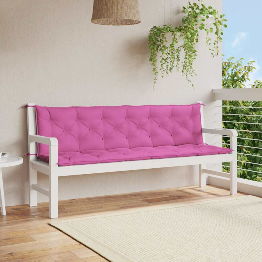 vidaXL Tuinbankkussens 2 st 200x50x7 cm stof roze afbeelding 1