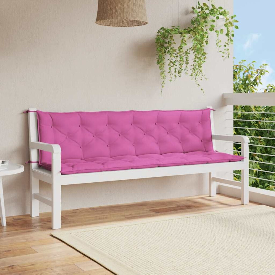 vidaXL Tuinbankkussens 2 st 200x50x7 cm stof roze vidaXL Tuinbankkussens 2 st 200x50x7 cm stof roze afbeelding 1