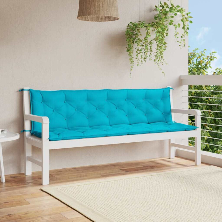 vidaXL Tuinbankkussens 2 st 200x50x7 cm stof turquoise afbeelding 1