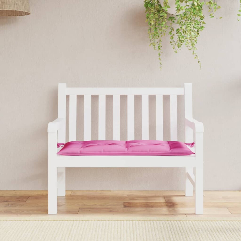 vidaXL Tuinbankkussen 110x50x7 cm stof roze afbeelding 1