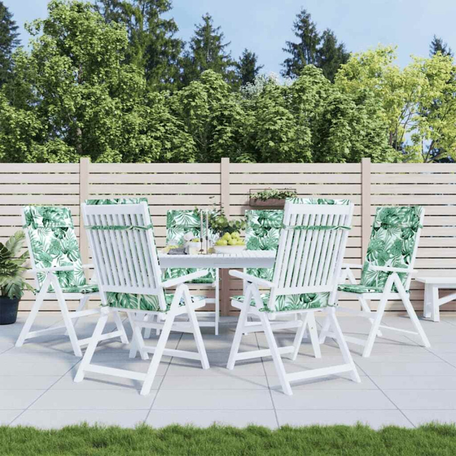 vidaXL Stoelkussens 6 st hoge rug bladpatroon oxford stof afbeelding 1