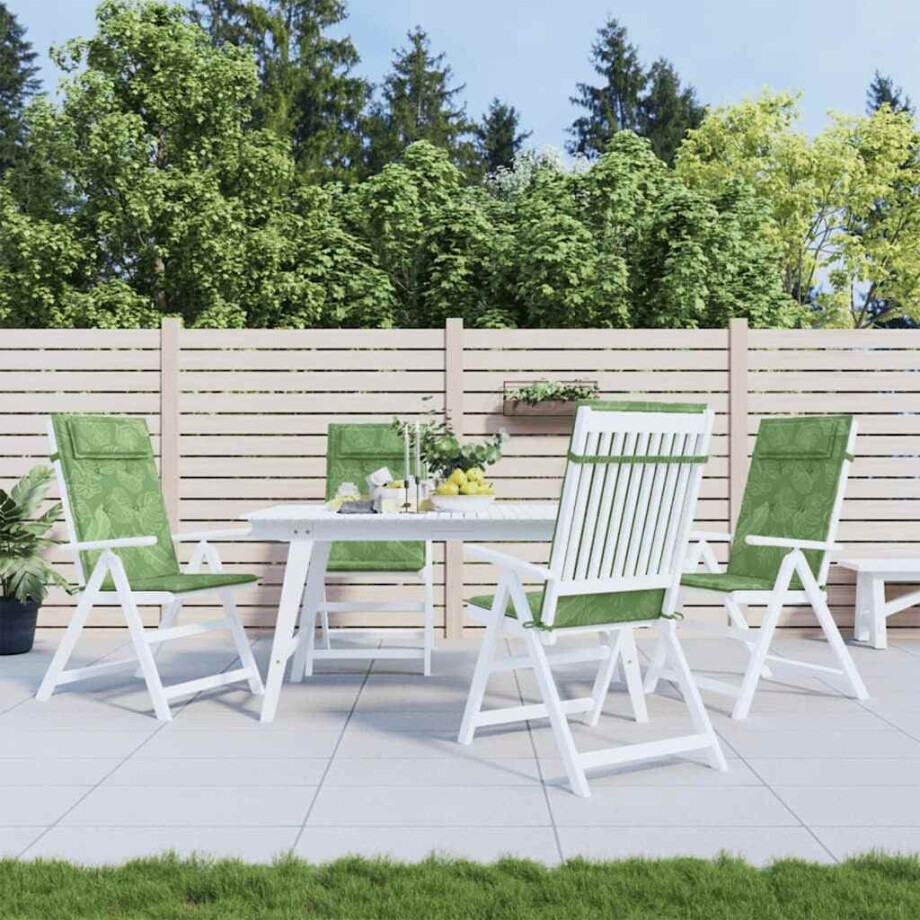 vidaXL Stoelkussens 4 st hoge rug bladpatroon oxford stof afbeelding 1