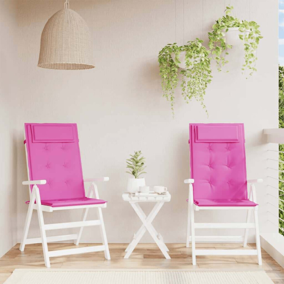 vidaXL Stoelkussens 2 st hoge rug oxford stof roze afbeelding 1