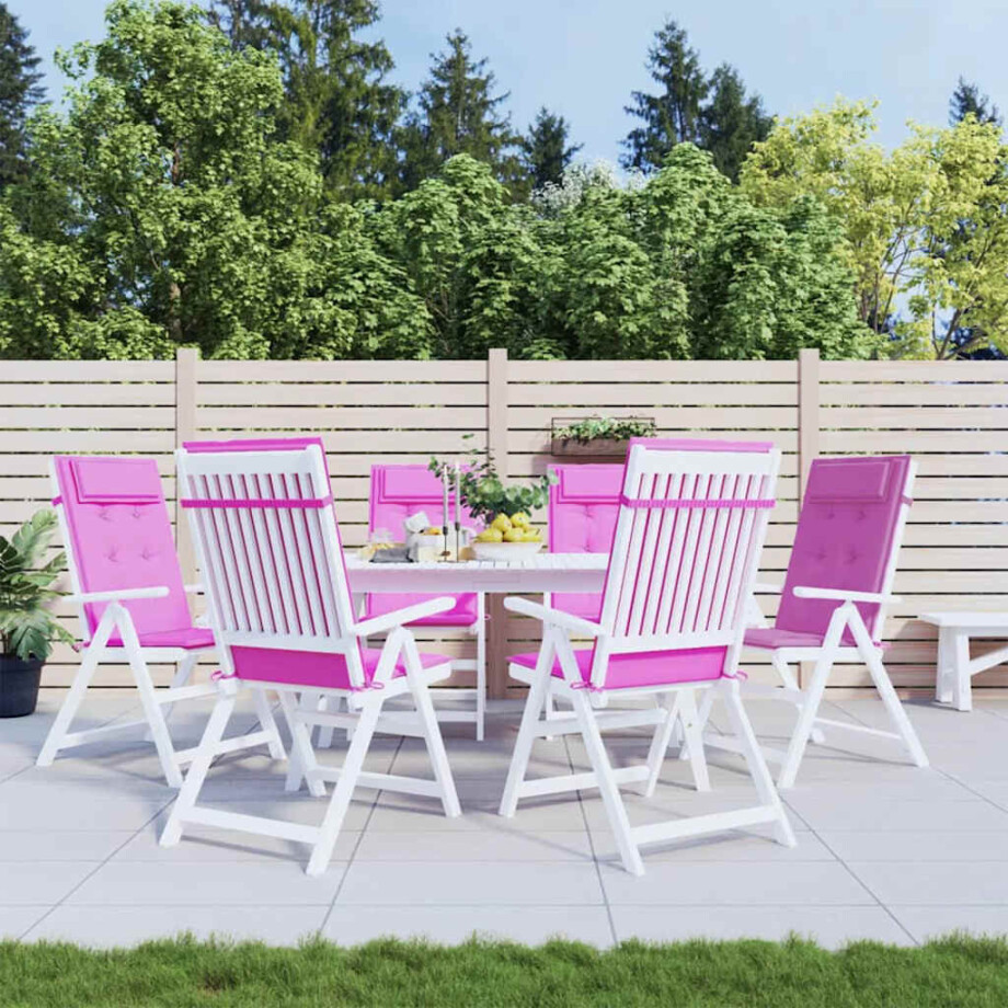 vidaXL Stoelkussens 6 st hoge rug oxford stof roze afbeelding 1