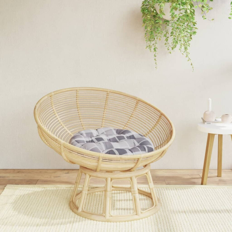 vidaXL Zitkussen rond ruitpatroon Ø 60x11 cm oxford stof grijs afbeelding 1