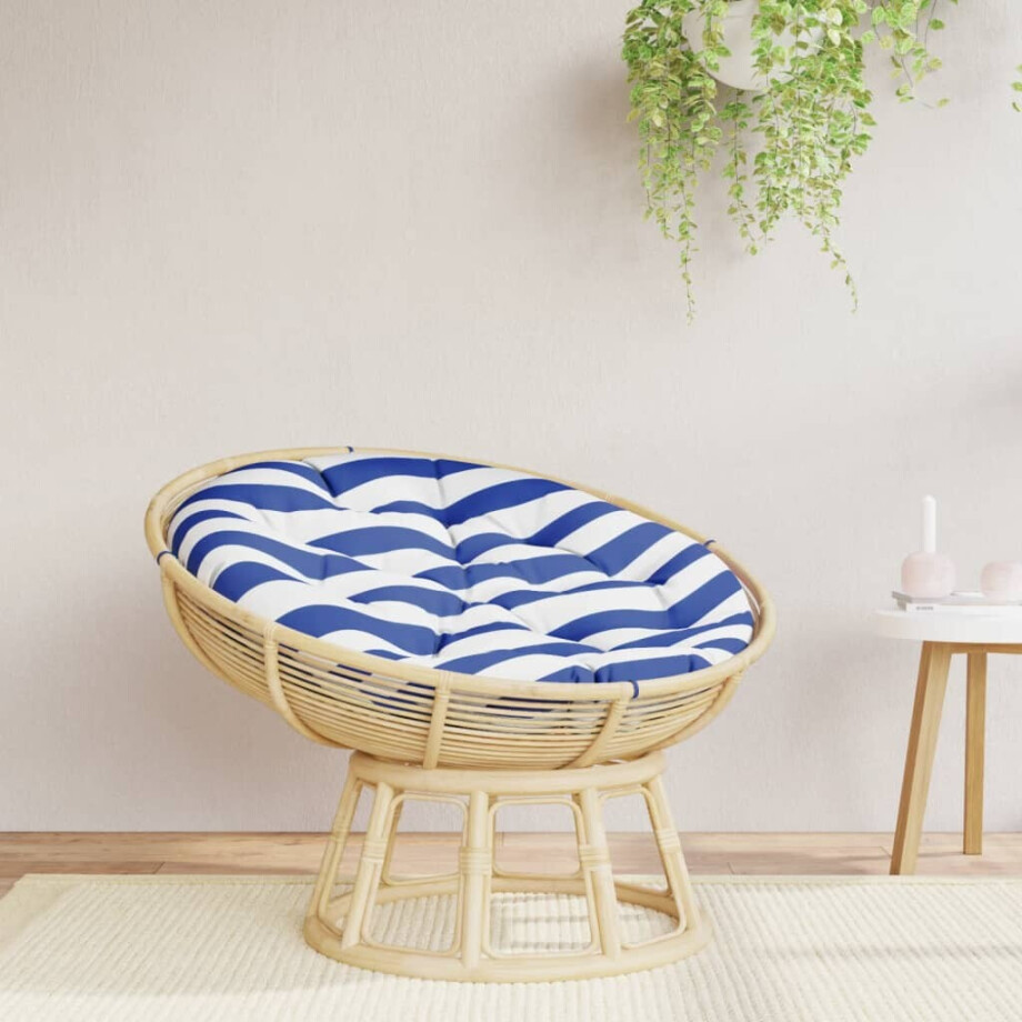 vidaXL Zitkussen rond gestreept Ø 100x11 cm oxford stof blauw wit vidaXL Zitkussen rond gestreept Ø 100x11 cm oxford stof blauw wit afbeelding 1