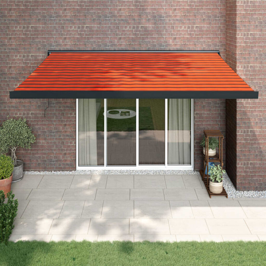 vidaXL Luifel uittrekbaar 4,5x3 m stof en aluminium oranje en bruin afbeelding 1