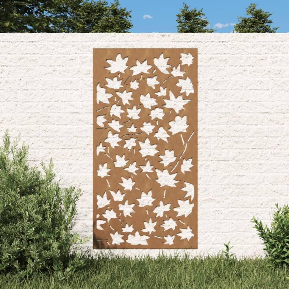 vidaXL Wanddecoratie tuin esdoornbladontwerp 105x55 cm cortenstaal afbeelding 1