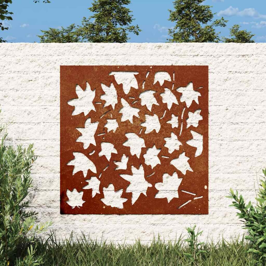 vidaXL Wanddecoratie tuin esdoornbladontwerp 55x55 cm cortenstaal afbeelding 1