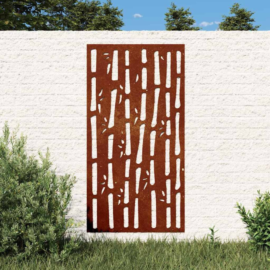 vidaXL Wanddecoratie tuin bamboe-ontwerp 105x55 cm cortenstaal afbeelding 1