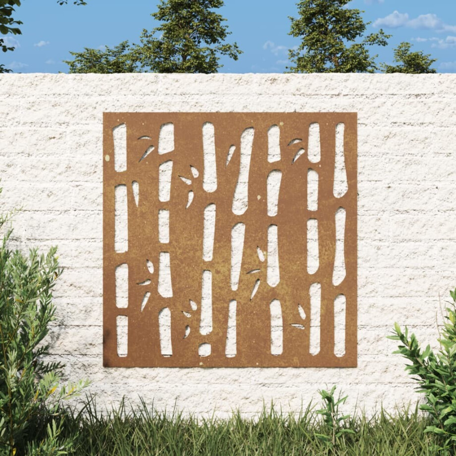 vidaXL Wanddecoratie tuin bamboe-ontwerp 55x55 cm cortenstaal afbeelding 1