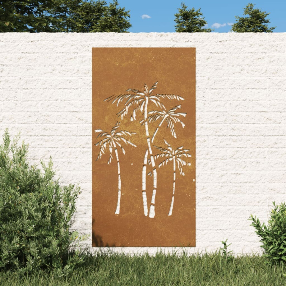 vidaXL Wanddecoratie tuin palmboomontwerp 105x55 cm cortenstaal afbeelding 1