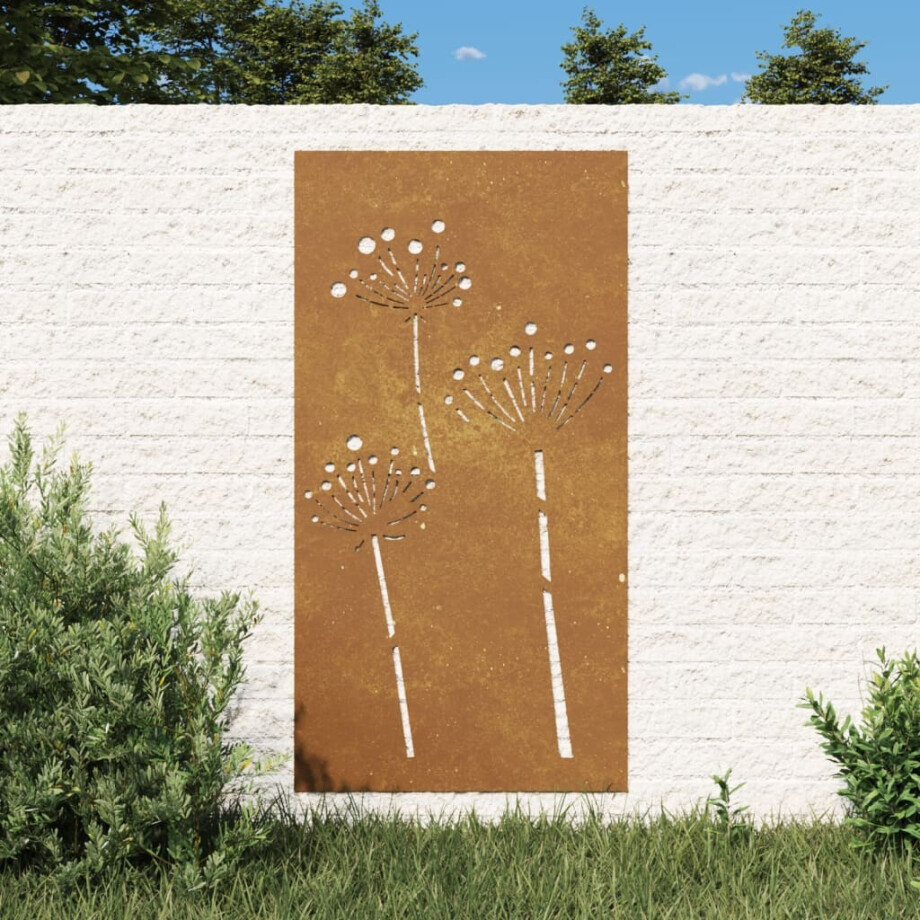 vidaXL Wanddecoratie tuin bloemenontwerp 105x55 cm cortenstaal afbeelding 1