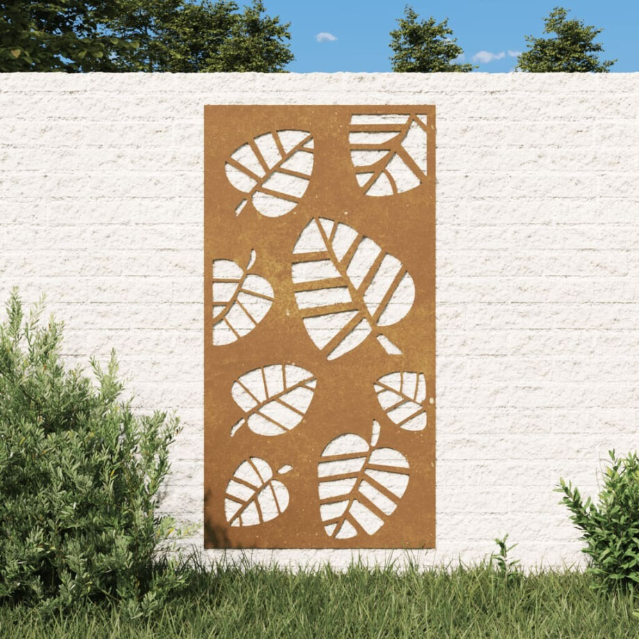 vidaXL Wanddecoratie tuin bladontwerp 105x55 cm cortenstaal afbeelding 1