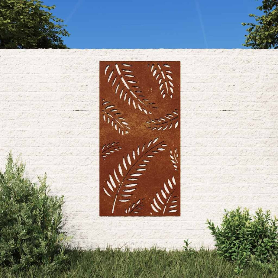 vidaXL Wanddecoratie tuin bladontwerp 105x55 cm cortenstaal afbeelding 1