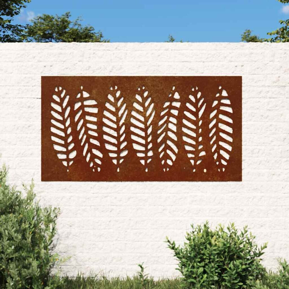 vidaXL Wanddecoratie tuin bladontwerp 105x55 cm cortenstaal afbeelding 1