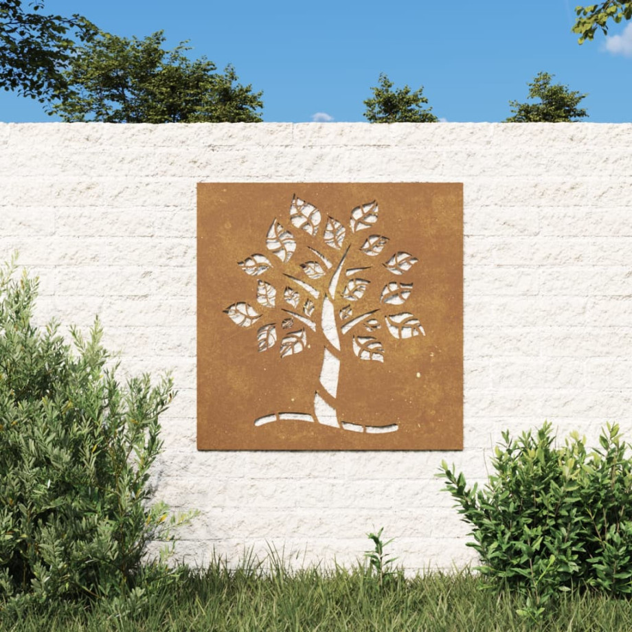 vidaXL Wanddecoratie tuin boomontwerp 55x55 cm cortenstaal afbeelding 1