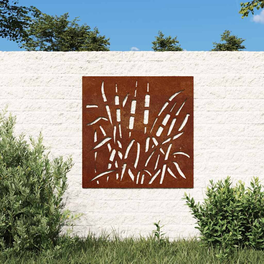 vidaXL Wanddecoratie tuin grasontwerp 55x55 cm cortenstaal afbeelding 1