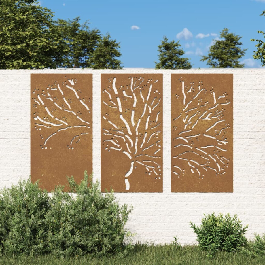 vidaXL 3-delige Tuindecoratieset boomontwerp 105x55 cm cortenstaal vidaXL 3-delige Tuindecoratieset boomontwerp 105x55 cm cortenstaal afbeelding 1