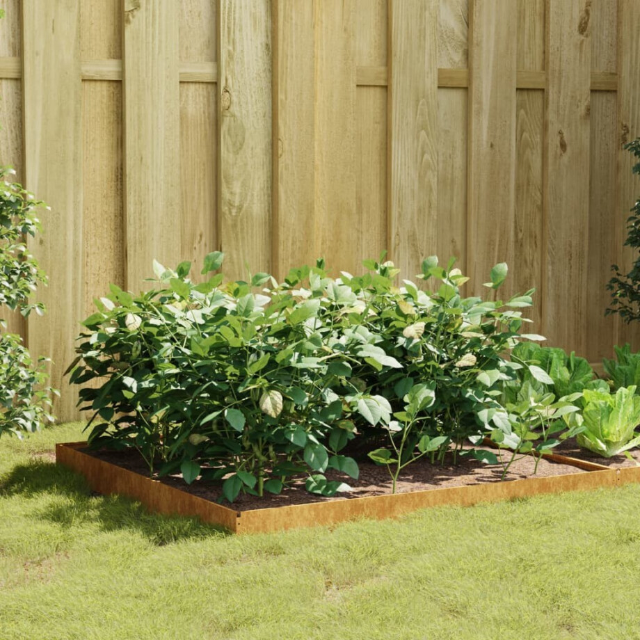 vidaXL Plantenbak verhoogd 100x100x18,5 cm cortenstaal afbeelding 1