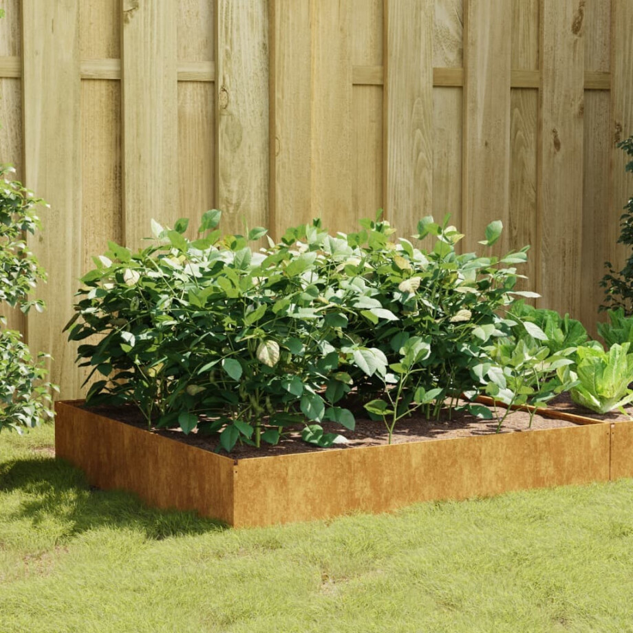 vidaXL Plantenbak verhoogd 100x100x33,5 cm cortenstaal afbeelding 1