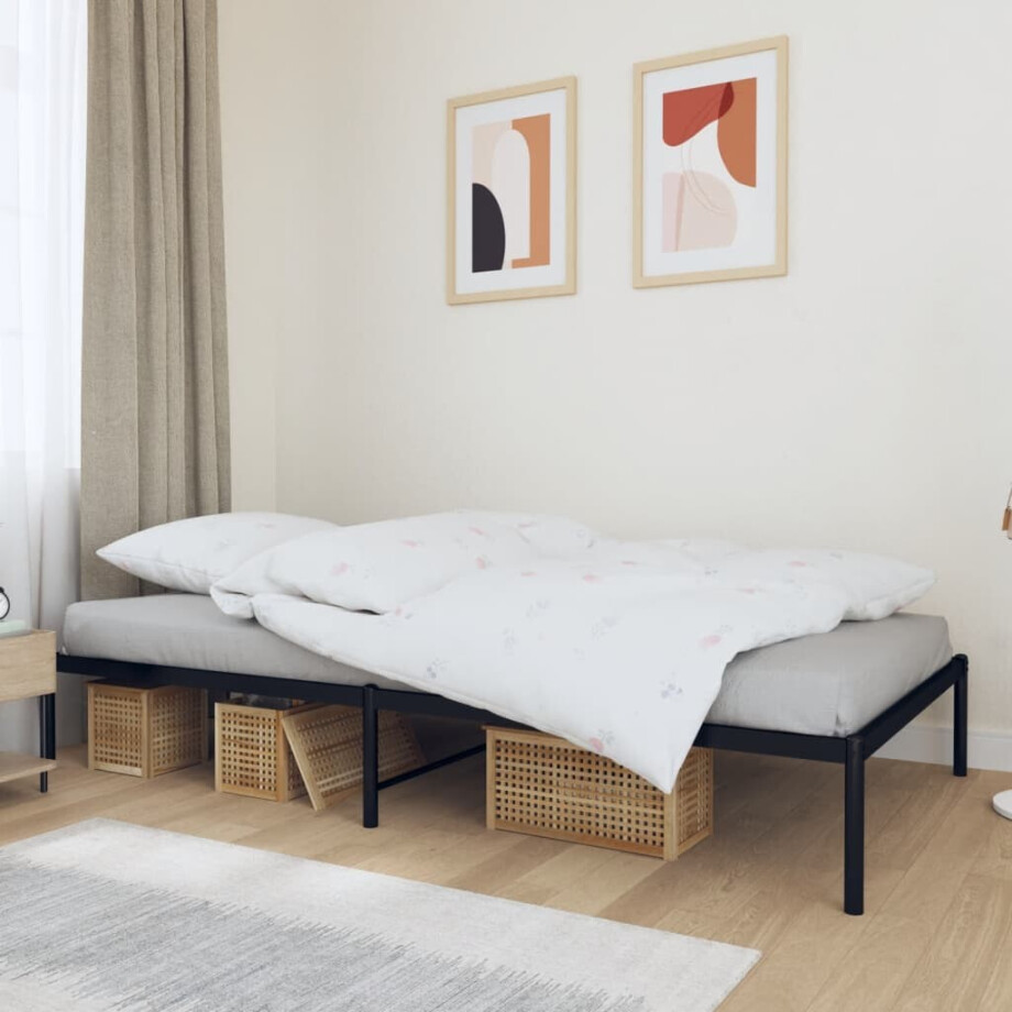vidaXL Bedframe metaal zwart 107x203 cm afbeelding 1