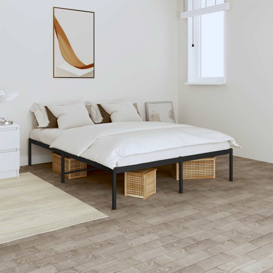 vidaXL Bedframe metaal zwart 140x190 cm afbeelding 1