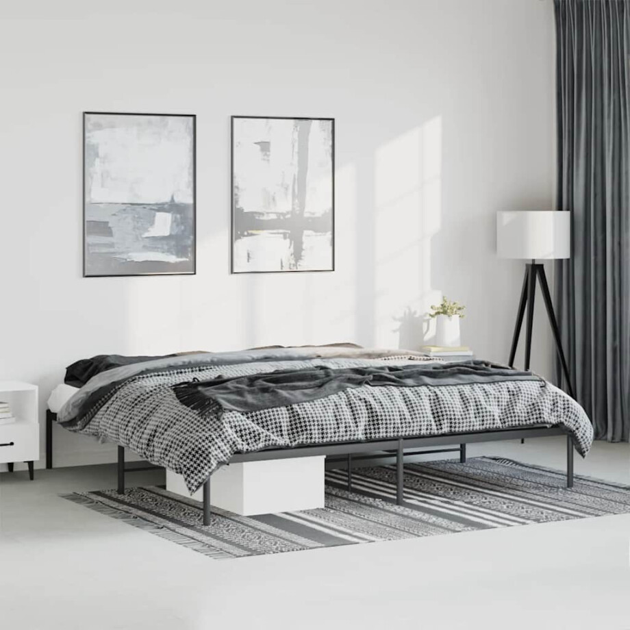 vidaXL Bedframe metaal zwart 193x203 cm afbeelding 1