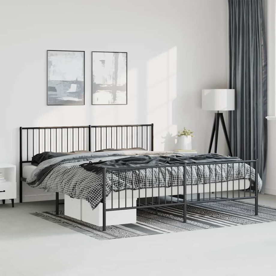 vidaXL Bedframe met hoofd- en voeteneinde metaal zwart 183x213 cm vidaXL Bedframe met hoofd- en voeteneinde metaal zwart 183x213 cm afbeelding 1