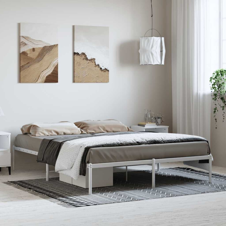 vidaXL Bedframe metaal wit 150x200 cm vidaXL Bedframe metaal wit 150x200 cm afbeelding 1