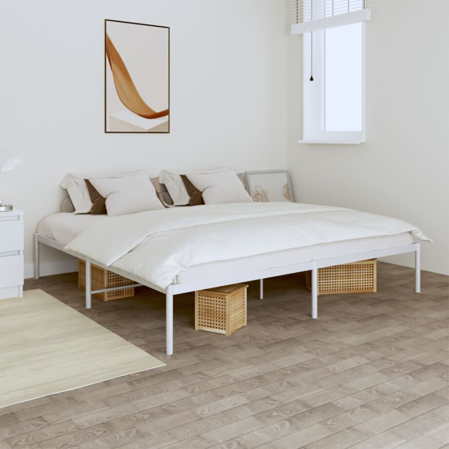 vidaXL Bedframe metaal wit 193x203 cm vidaXL Bedframe metaal wit 193x203 cm afbeelding 1