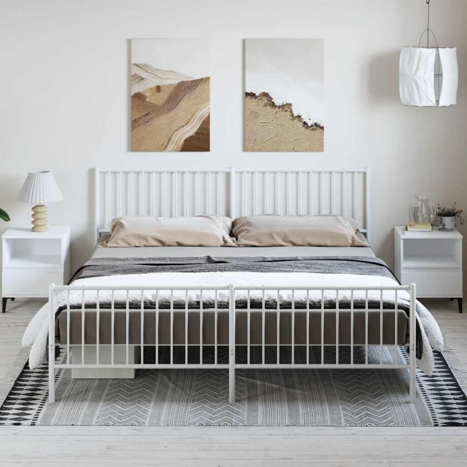 vidaXL Bedframe met hoofd- en voeteneinde metaal wit 183x213 cm vidaXL Bedframe met hoofd- en voeteneinde metaal wit 183x213 cm afbeelding 1