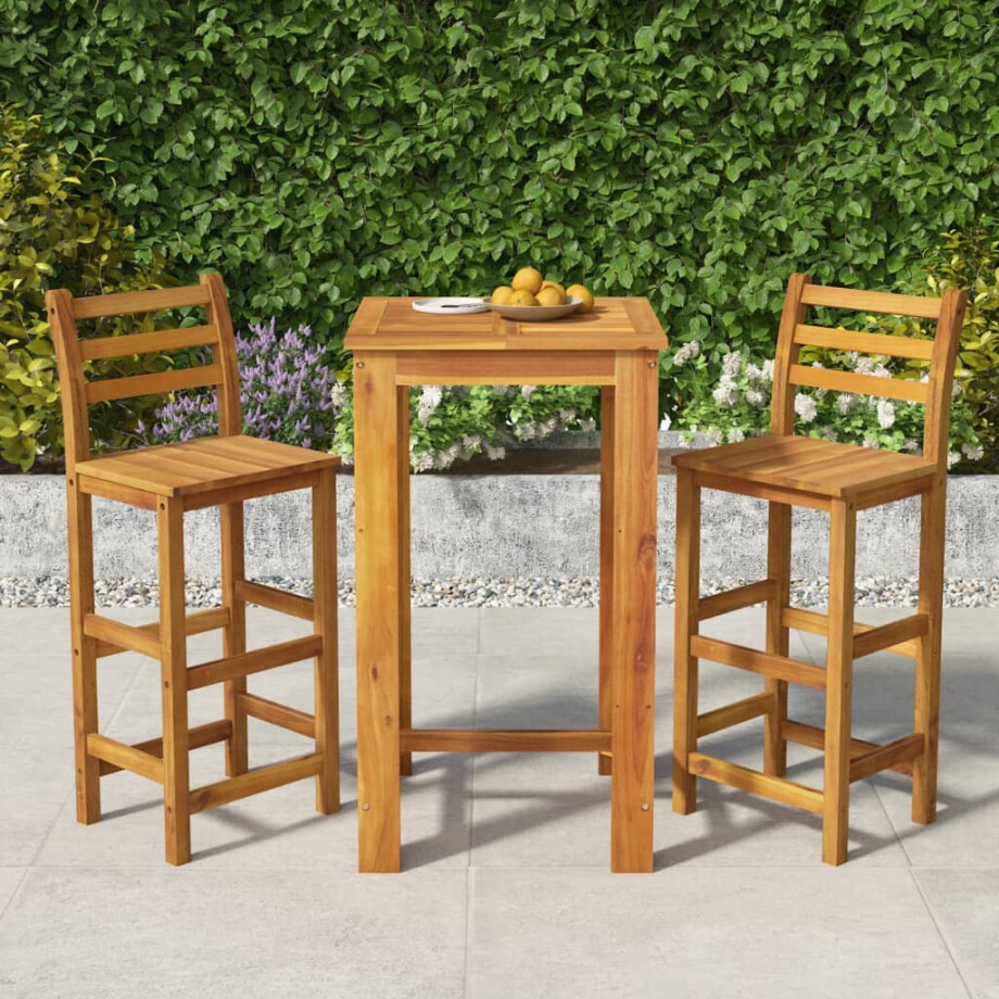 vidaXL 3-delige Tuinbarset massief acaciahout vidaXL 3-delige Tuinbarset massief acaciahout afbeelding 1