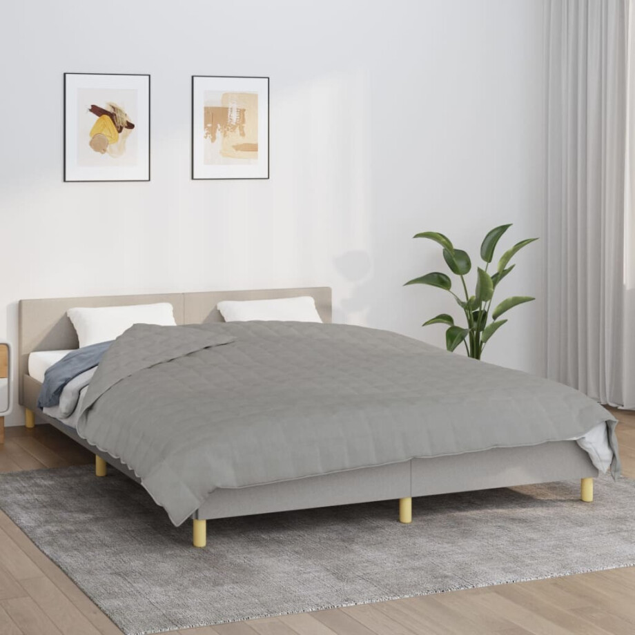 vidaXL Verzwaringsdeken 220x230 cm 11 kg stof grijs afbeelding 1