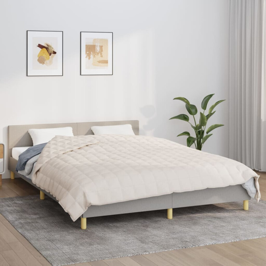 vidaXL Verzwaringsdeken 200x230 cm 9 kg stof lichtcrèmekleurig vidaXL Verzwaringsdeken 200x230 cm 9 kg stof lichtcrèmekleurig afbeelding 1
