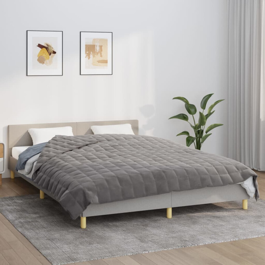 vidaXL Verzwaringsdeken 200x230 cm 13 kg stof grijs afbeelding 1