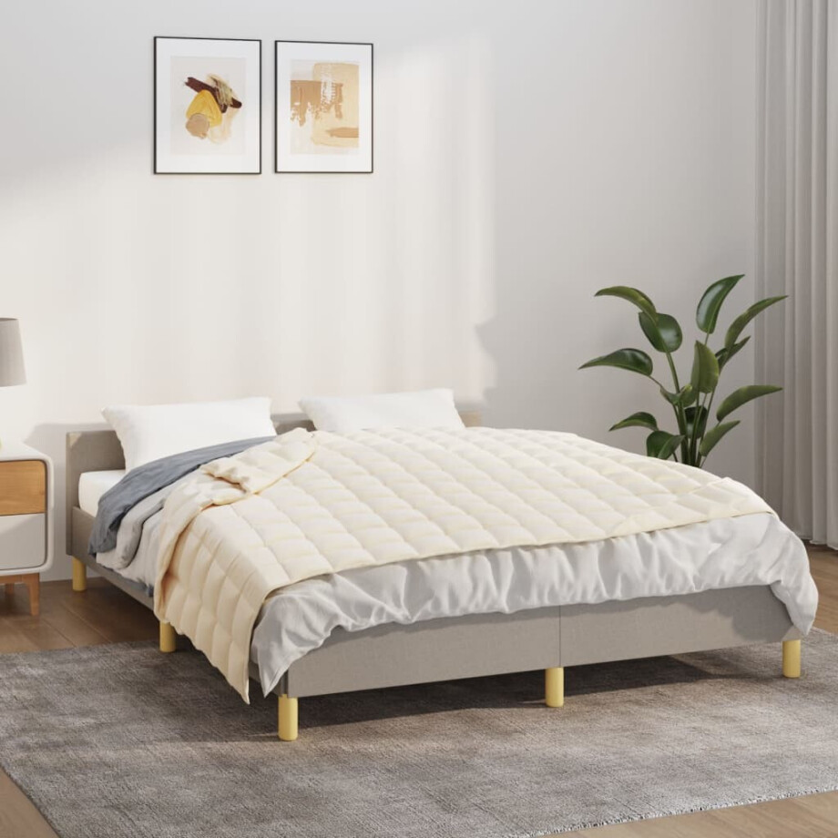 vidaXL Verzwaringsdeken 135x200 cm 10 kg stof lichtcrèmekleurig afbeelding 1