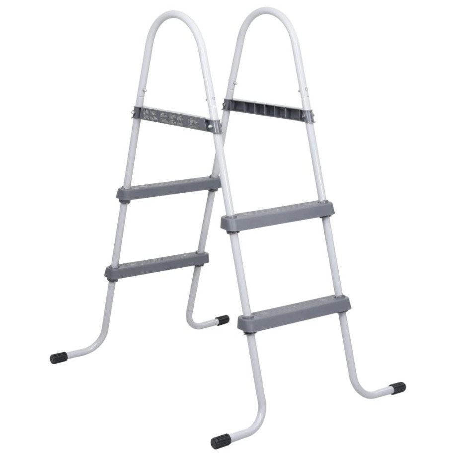 vidaXL Zwembadladder 84 cm staal grijs afbeelding 1