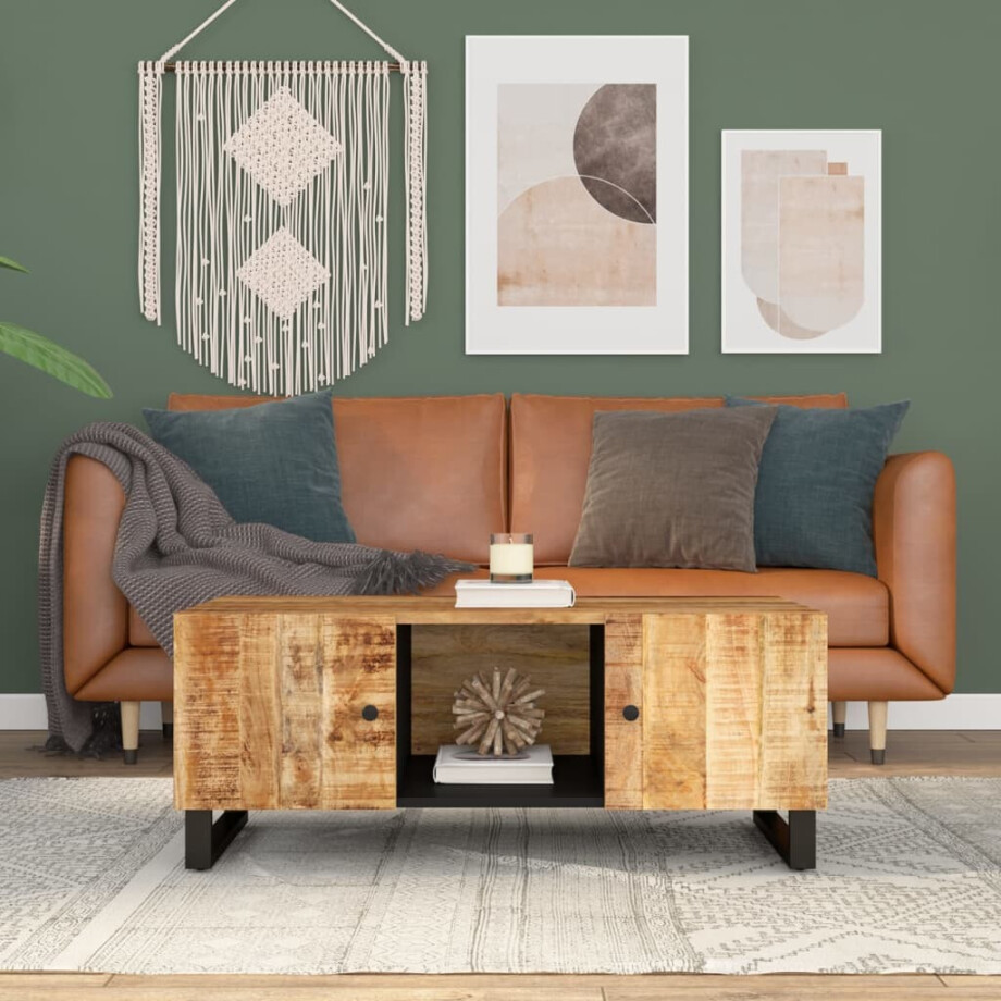 vidaXL Salontafel 100x54x40 cm massief mangohout en bewerkt hout afbeelding 1