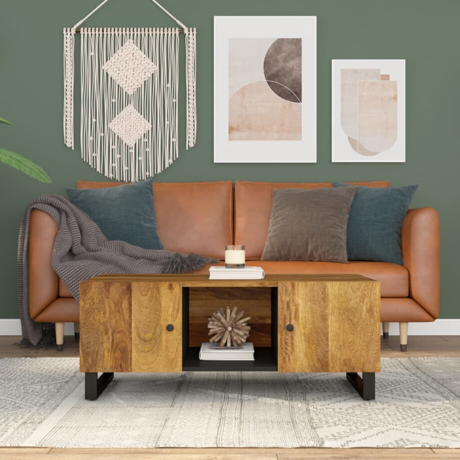 vidaXL Salontafel 100x54x40 cm massief mangohout en bewerkt hout afbeelding 1