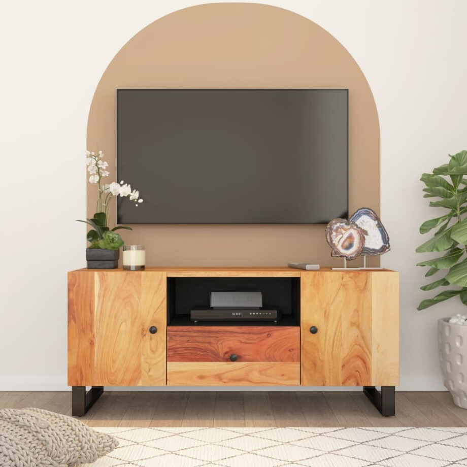 vidaXL Tv-meubel 105x33,5x46 cm massief acaciahout en bewerkt hout vidaXL Tv-meubel 105x33,5x46 cm massief acaciahout en bewerkt hout afbeelding 1